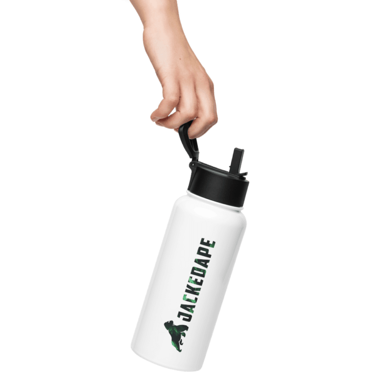 Stainless Steel Insulated Straw Bottle 750ML - Featuring double-walled stainless steel, a wide-mouth foldable straw, and a rotating handle | JackedApe