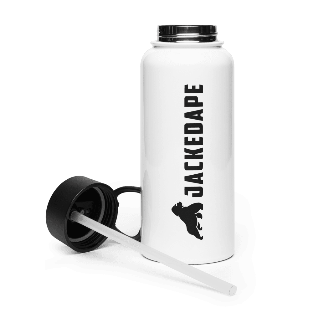 Stainless Steel Insulated Straw Bottle 750ML - Featuring double-walled stainless steel, a wide-mouth foldable straw, and a rotating handle | JackedApe
