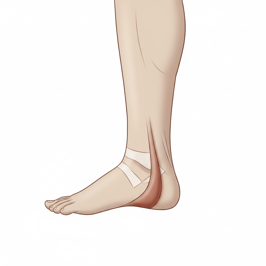Illustration montrant le tendon d'Achille à l'arrière de la jambe inférieure et du talon
