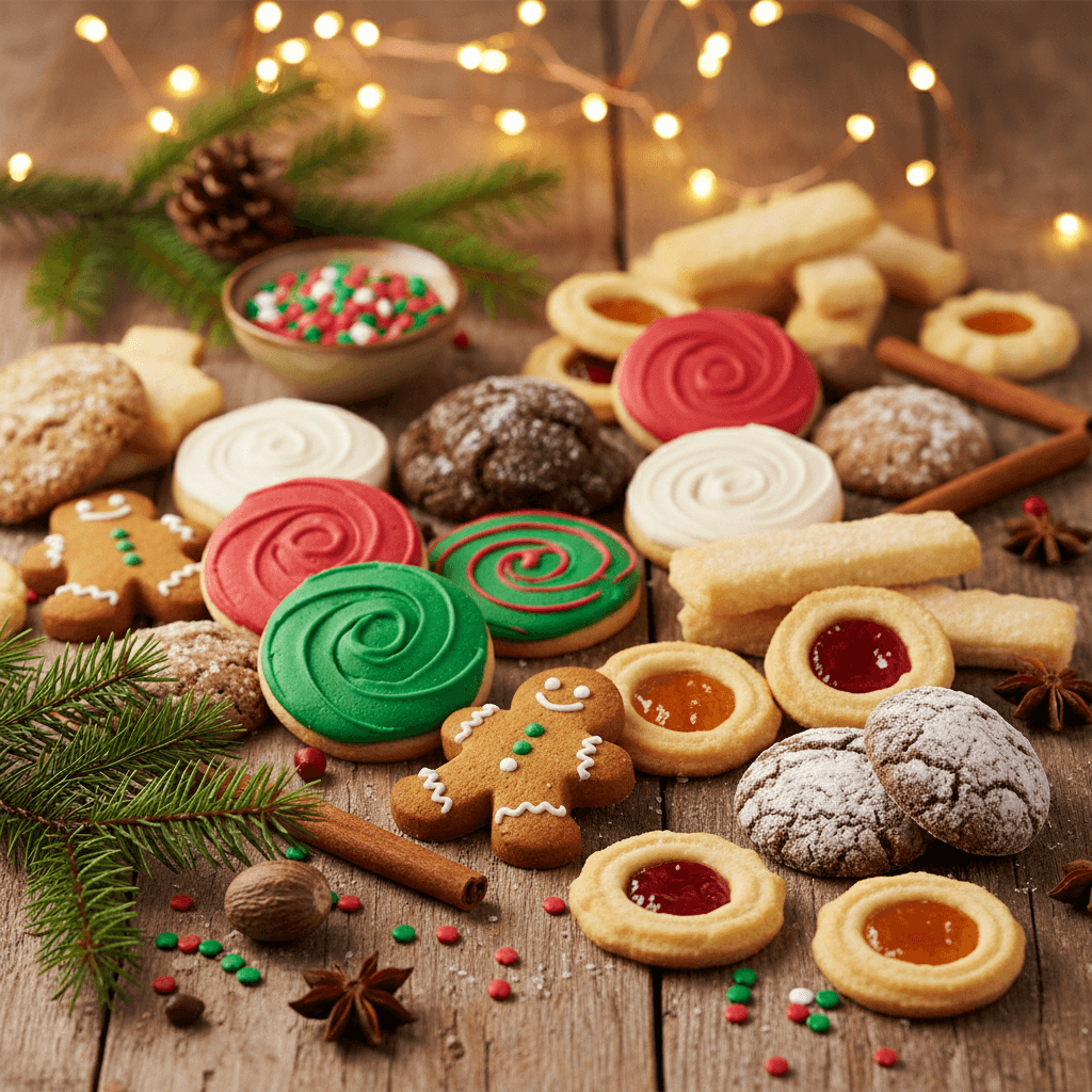 Assortiment de biscuits de Noël festifs