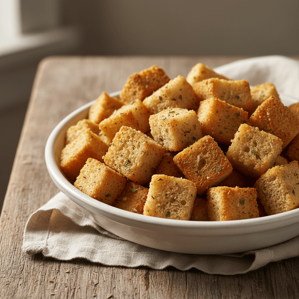 Bol de croûtons faits maison