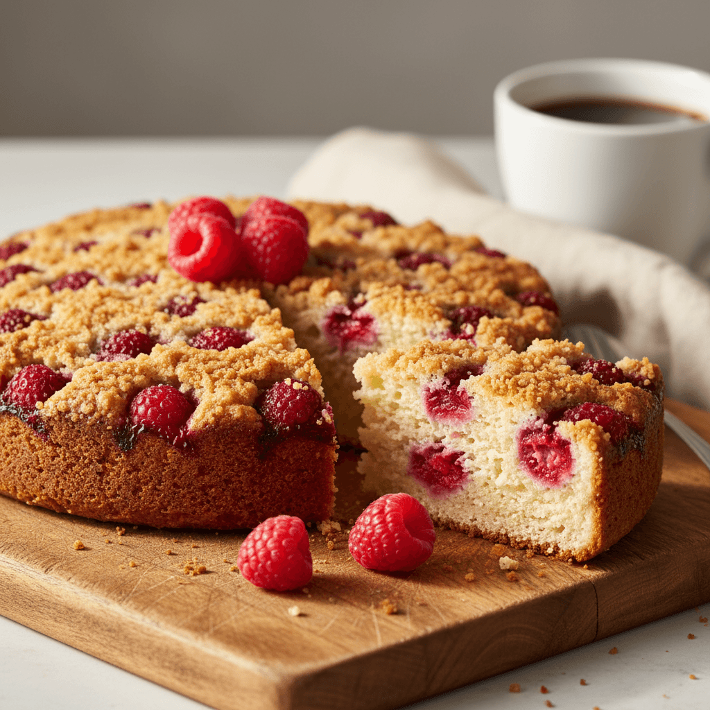 Gâteau de petit-déjeuner au fromage cottage et à la framboise