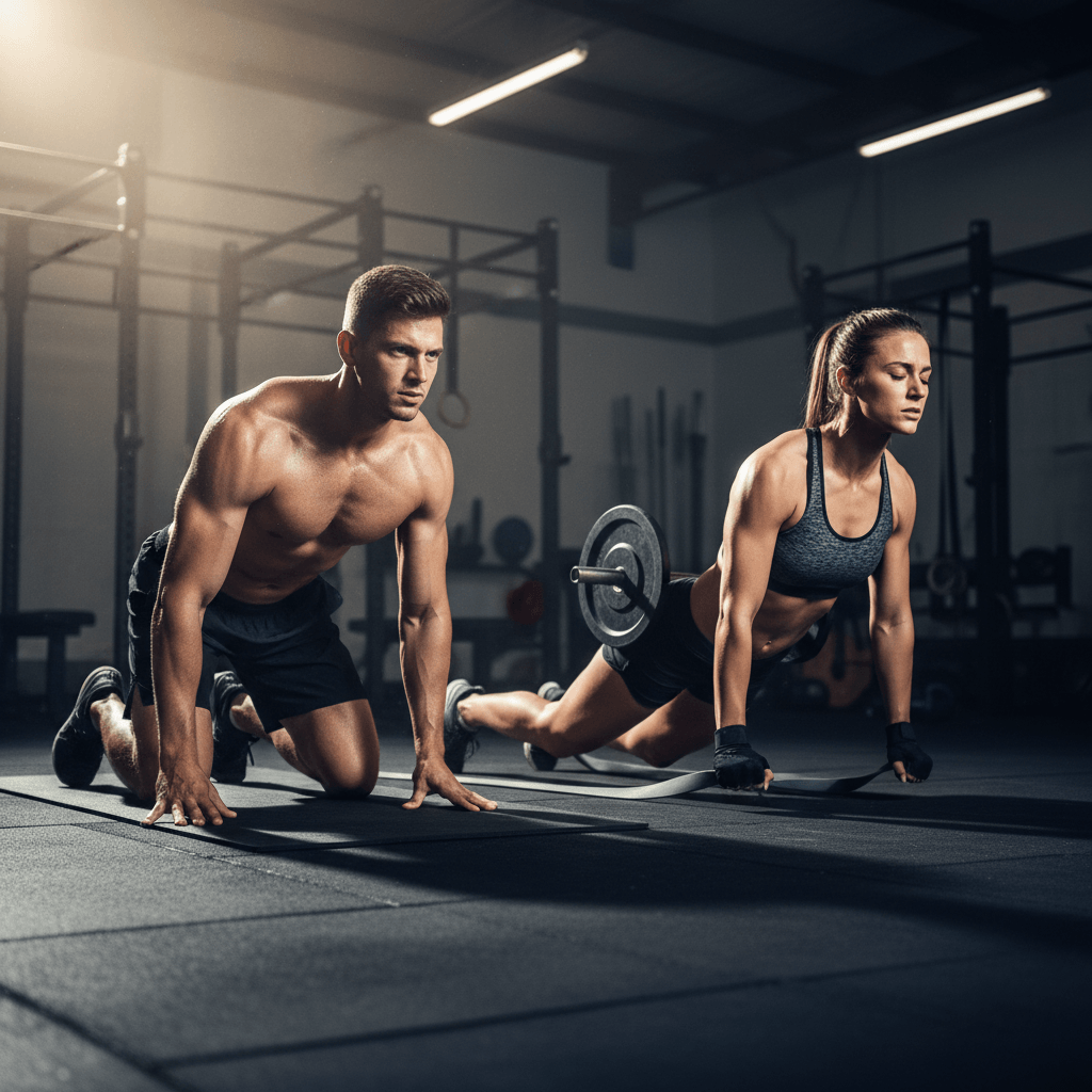 Motivational athletes training intensely