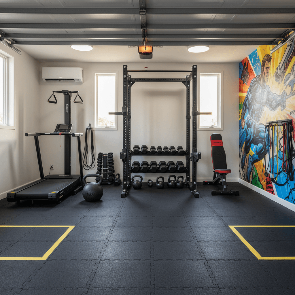 Visuel de transformation de gym de garage