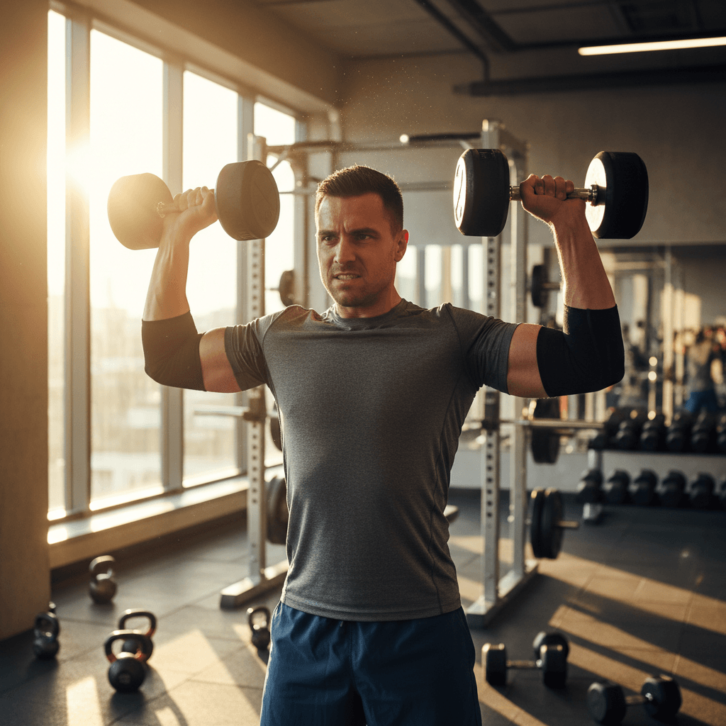 Personne motivée s'entraînant dans une salle de sport avec l'esprit fitness du Nouvel An