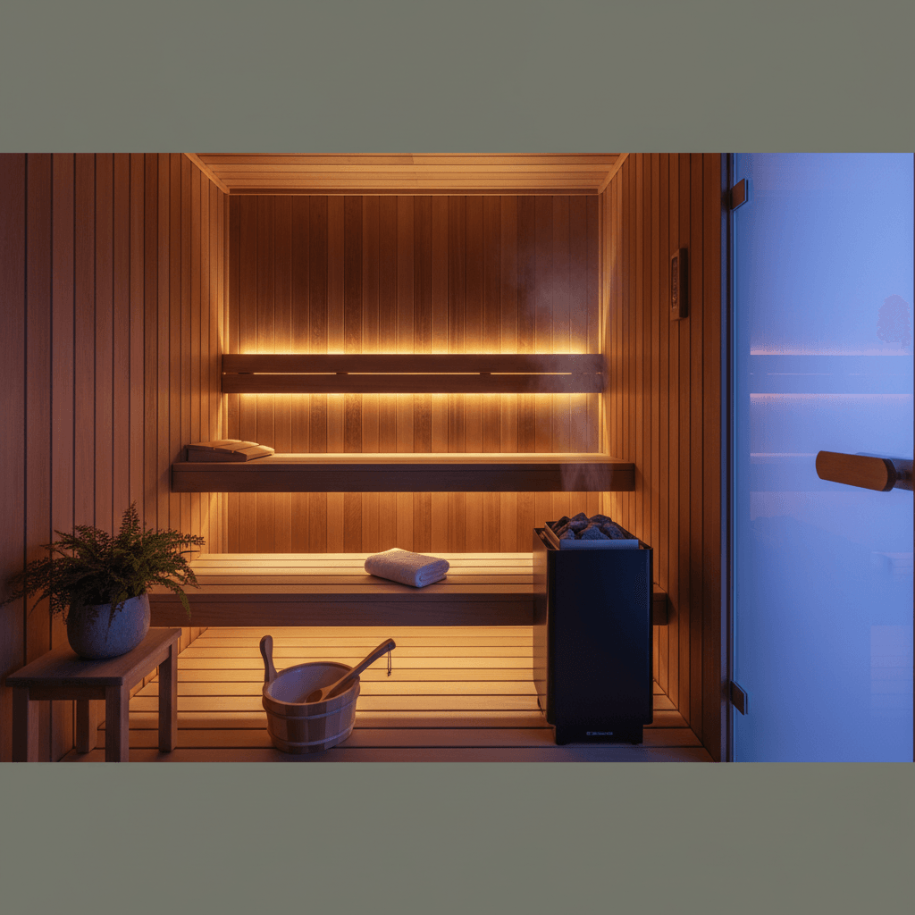 Intérieur de sauna confortable à la maison