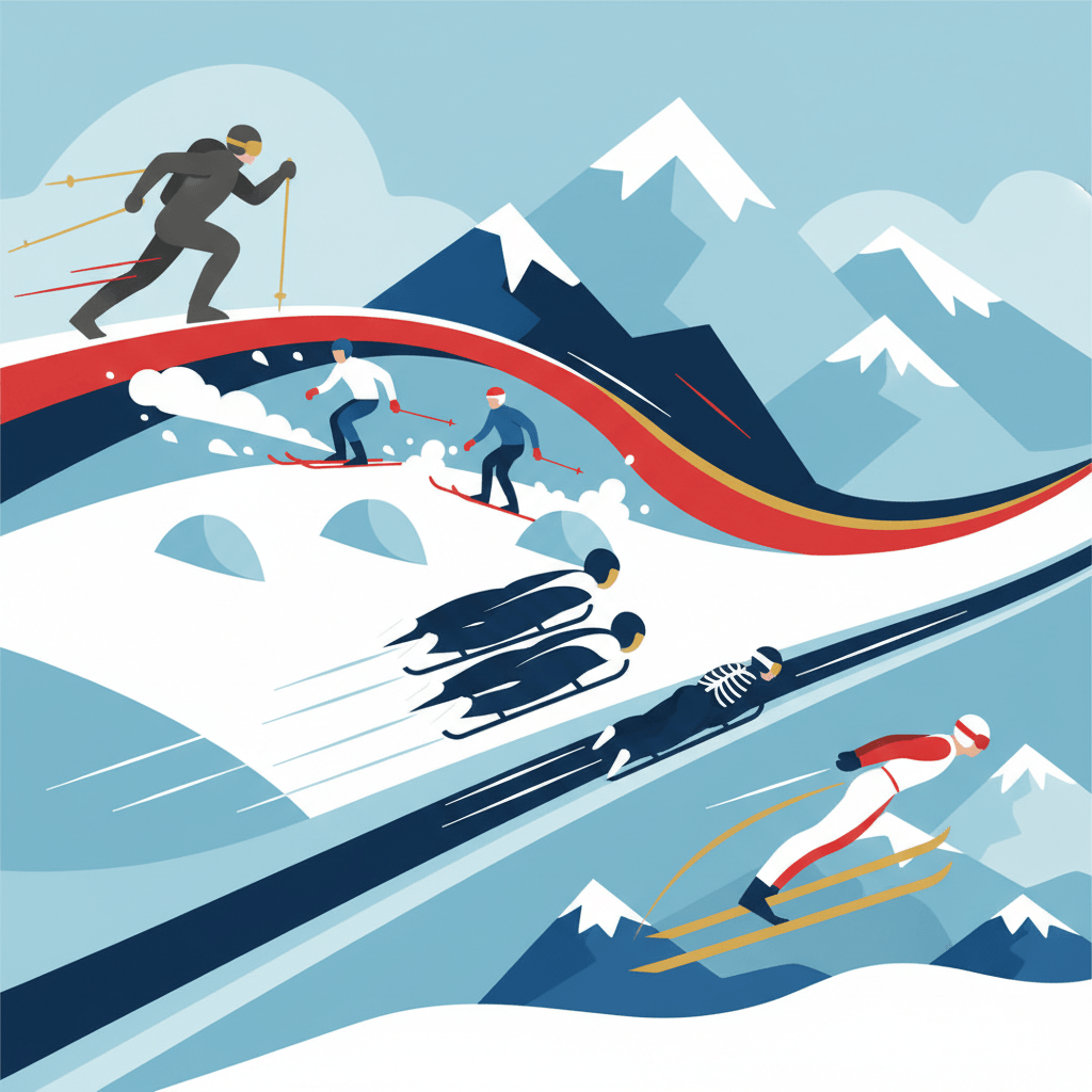 Illustration dynamique des nouveaux sports d'hiver de Milano Cortina 2026