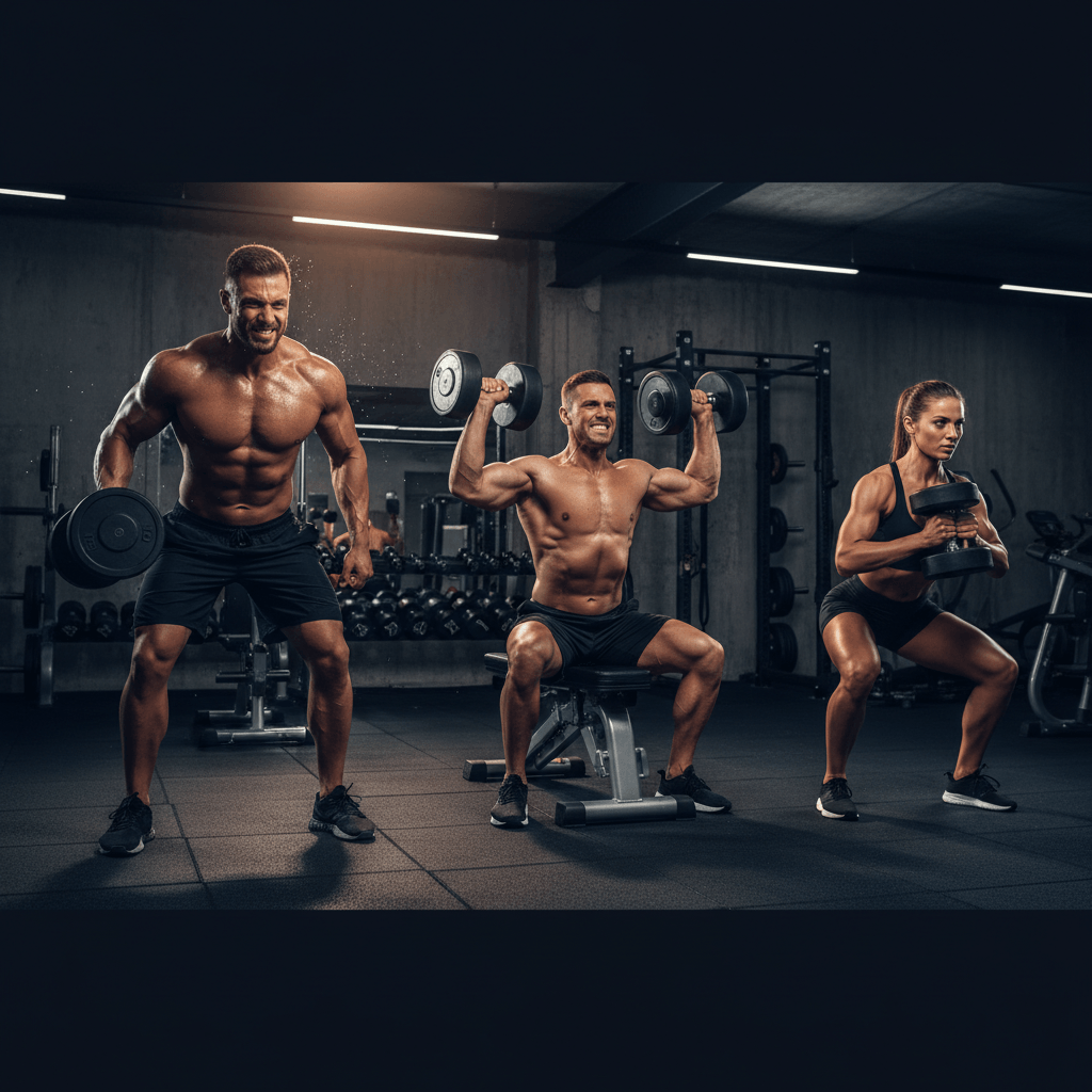 Athlètes musclés s'entraînant intensément
