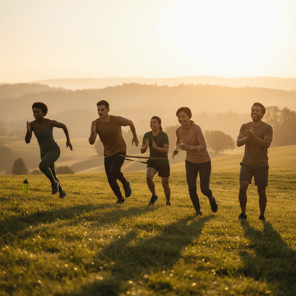 Entraînement de groupe de fitness basé sur l'équipe en action